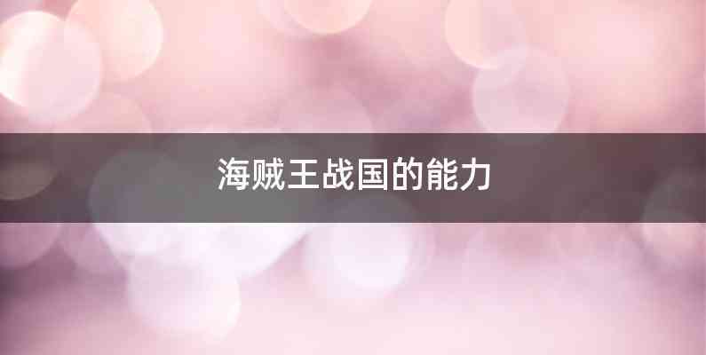 海贼王战国的能力