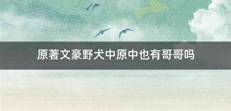 原著文豪野犬中原中也有哥哥吗