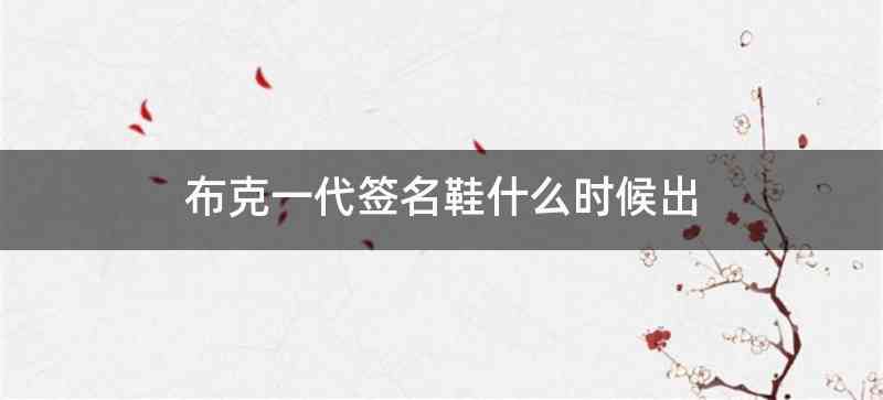 布克一代签名鞋什么时候出