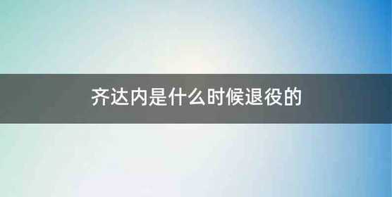 齐达内是什么时候退役的