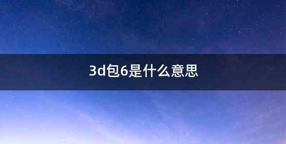 3d包6是什么意思