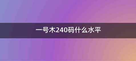 一号木240码什么水平
