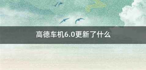 高德车机6.0更新了什么