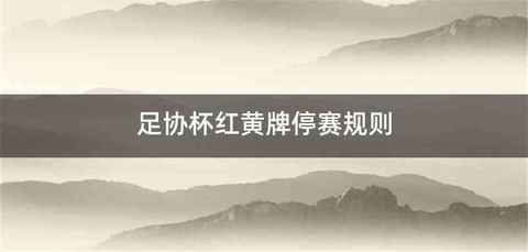 足协杯红黄牌停赛规则
