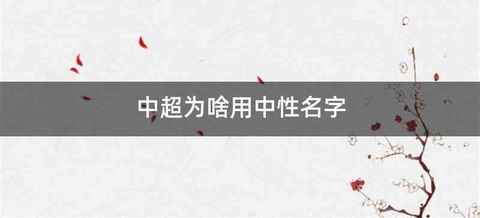 中超为啥用中性名字