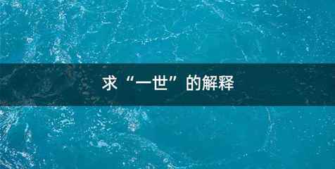 求“一世”的解释