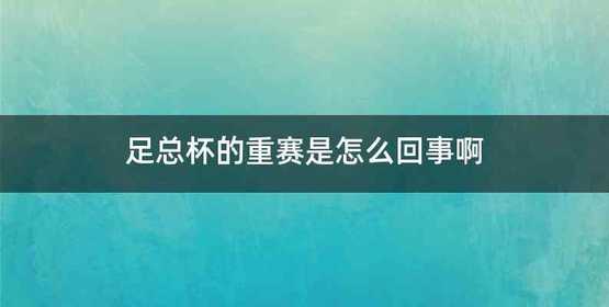 足总杯的重赛是怎么回事啊