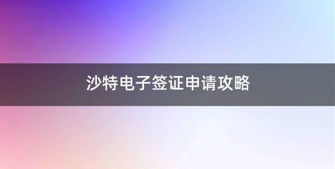 沙特电子签证申请攻略