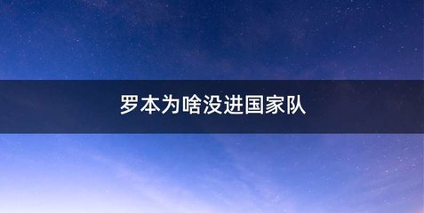 罗本为啥没进国家队