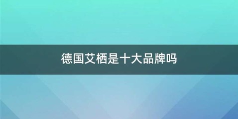 德国艾栖是十大品牌吗