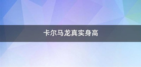 卡尔马龙真实身高