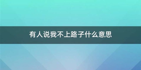 有人说我不上路子什么意思