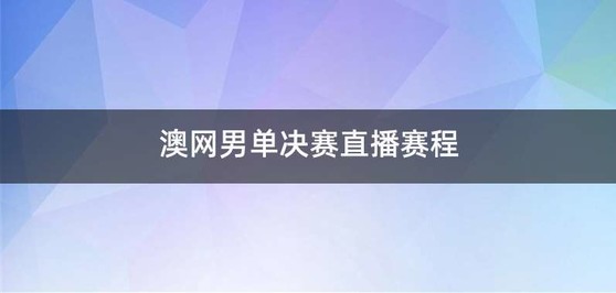 澳网男单决赛直播赛程