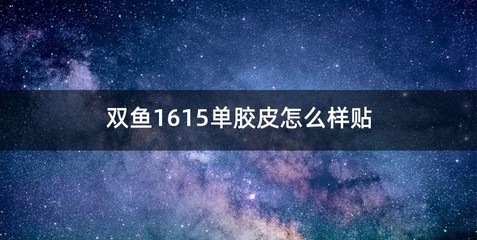 双鱼1615单胶皮怎么样贴