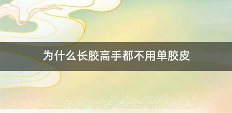 为什么长胶高手都不用单胶皮