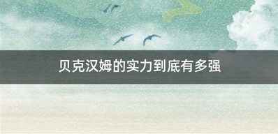 贝克汉姆的实力到底有多强
