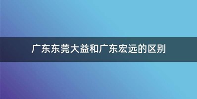 广东东莞大益和广东宏远的区别