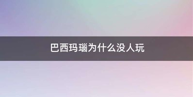 巴西玛瑙为什么没人玩