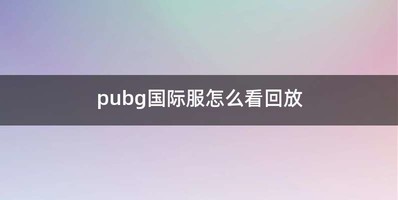 pubg国际服怎么看回放
